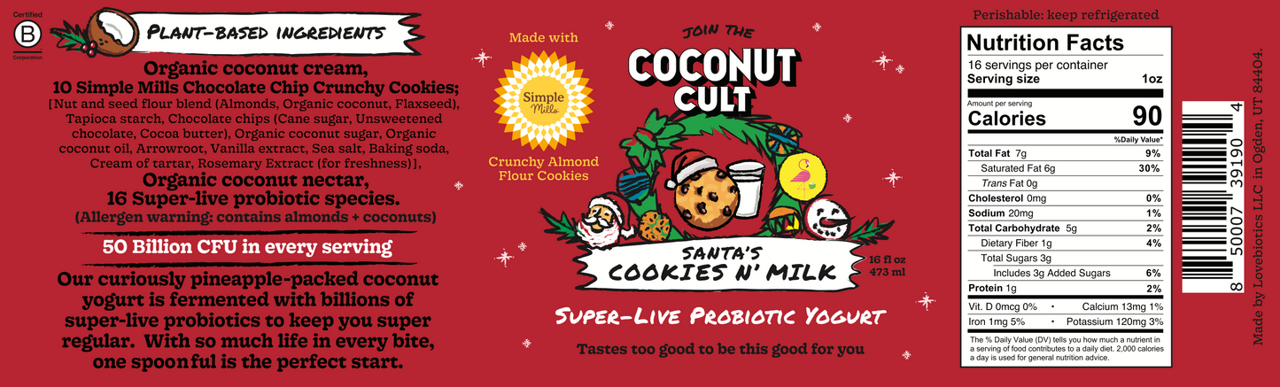 2 pack - Santa's Cookies & Milk Coconut Yogurt